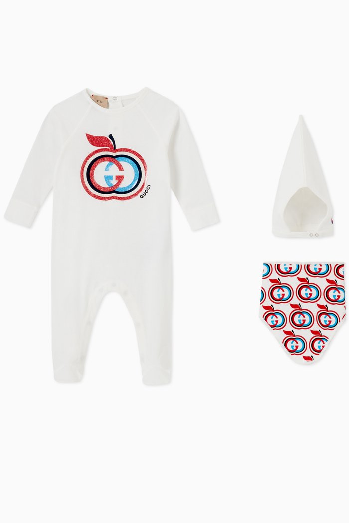 

Interlocking G Apple Baby Gift Set, White