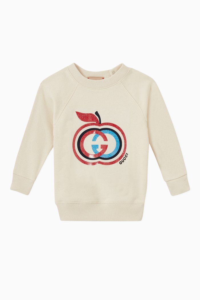 

Interlocking G Apple Baby Sweatshirt in Cotton, White