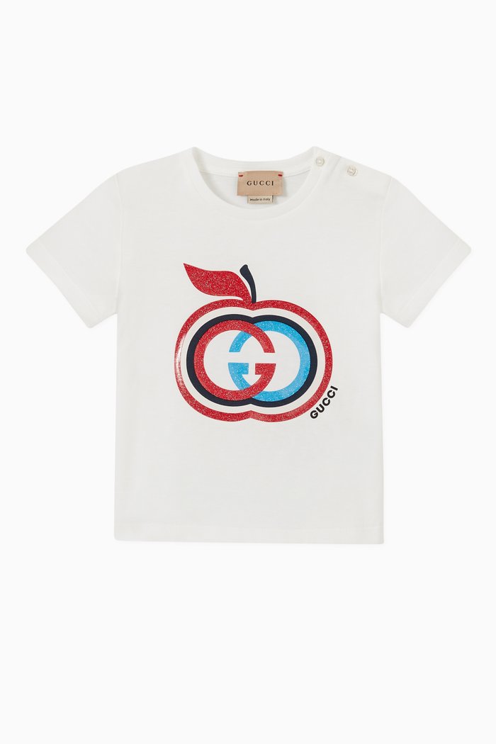 

Interlocking G Apple Baby T-shirt in Cotton, White