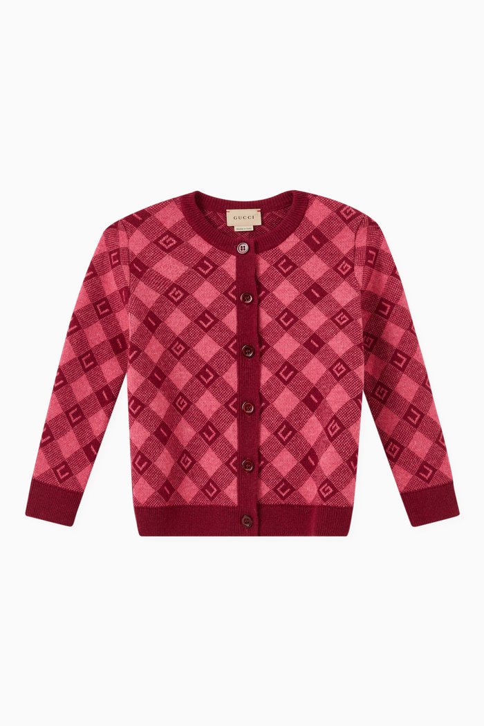 

Gucci Cardigan in Check Wool, Red