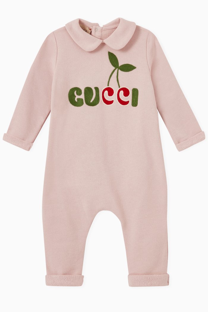 

Gucci Cherry Romper in Cotton, Pink