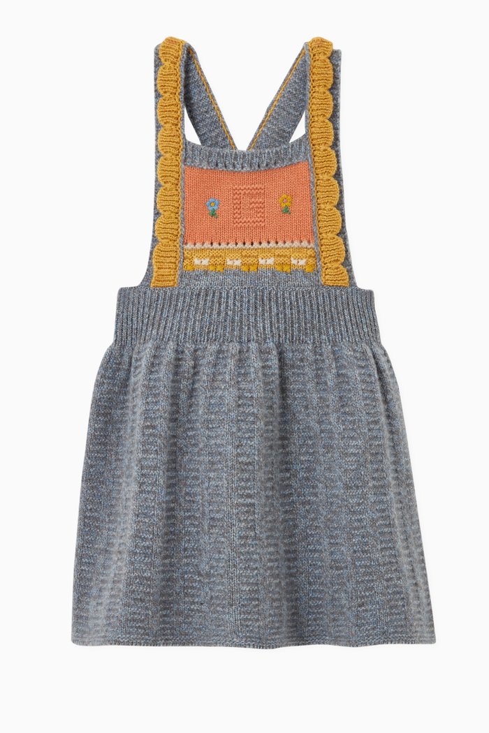 Dress with Square G in Wool, Grey