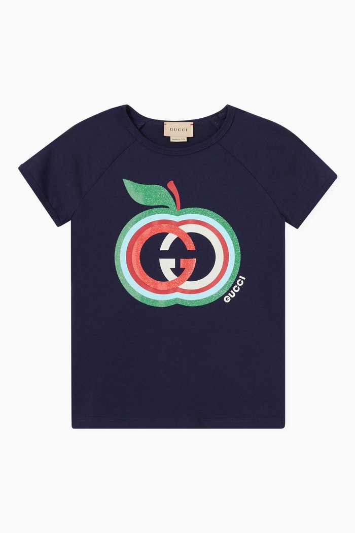 

Interlocking G Apple T-shirt in Cotton, Blue
