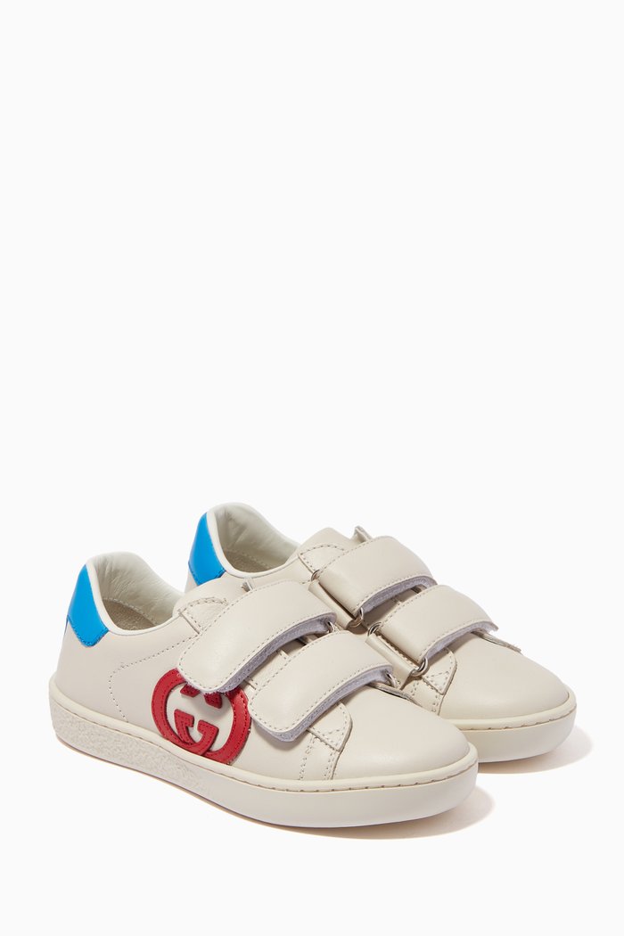 

Interlocking G Ace Sneakers in Leather, White
