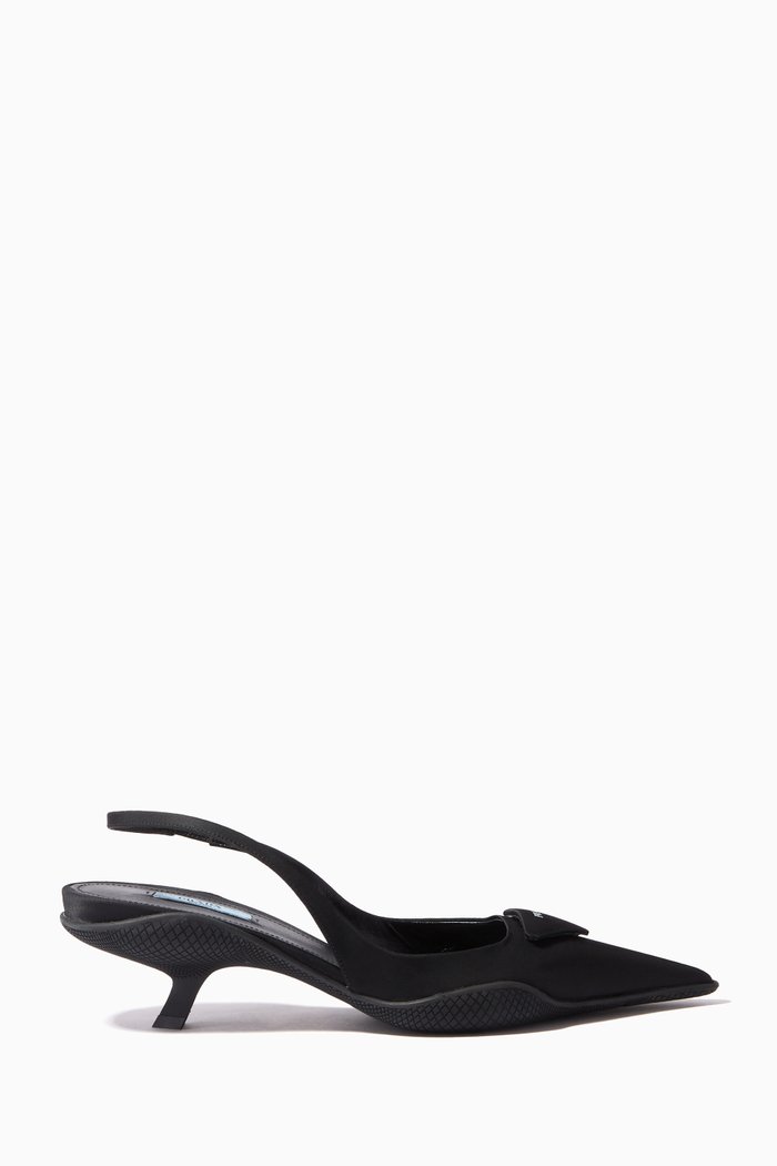 

Triangle Logo Slingback 45 Pumps in Nylon Gabardine, Black