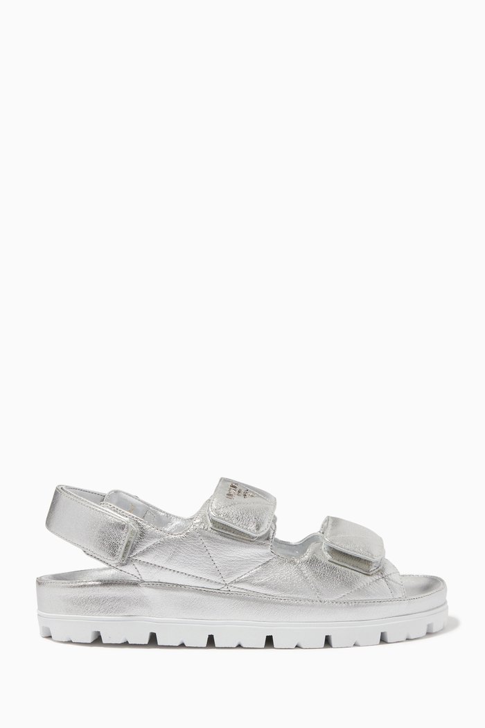 

Logo Sandals in Quilted Nappa, Silver