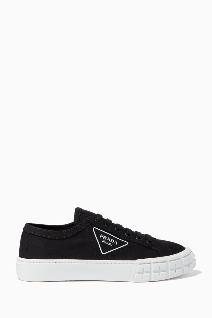 

Triangle Logo Wheel Sneakers in Cotton Canvas, Black