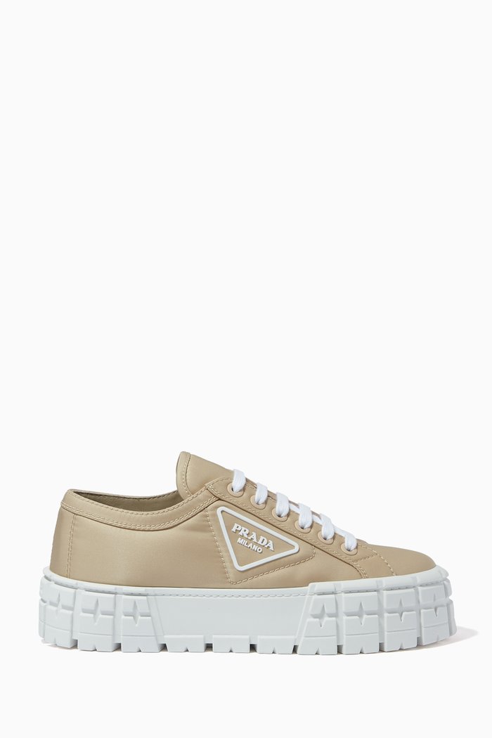 

Triangle Logo Double Wheel Sneakers in Nylon Gabardine, Neutral
