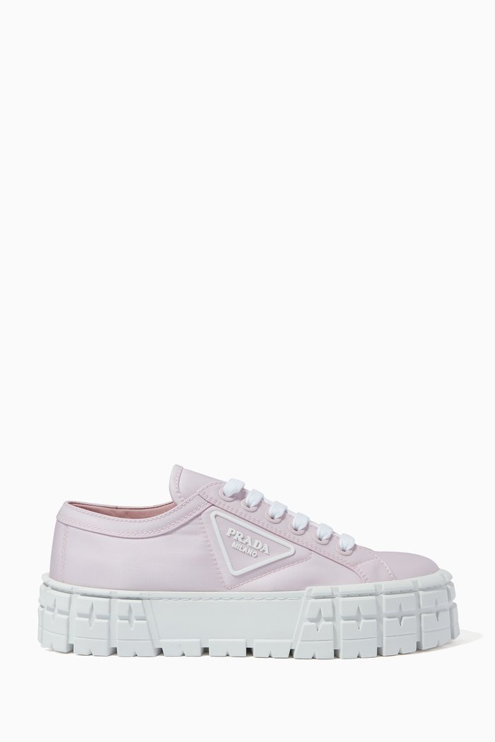 

Triangle Logo Double Wheel Sneakers in Nylon Gabardine, Pink