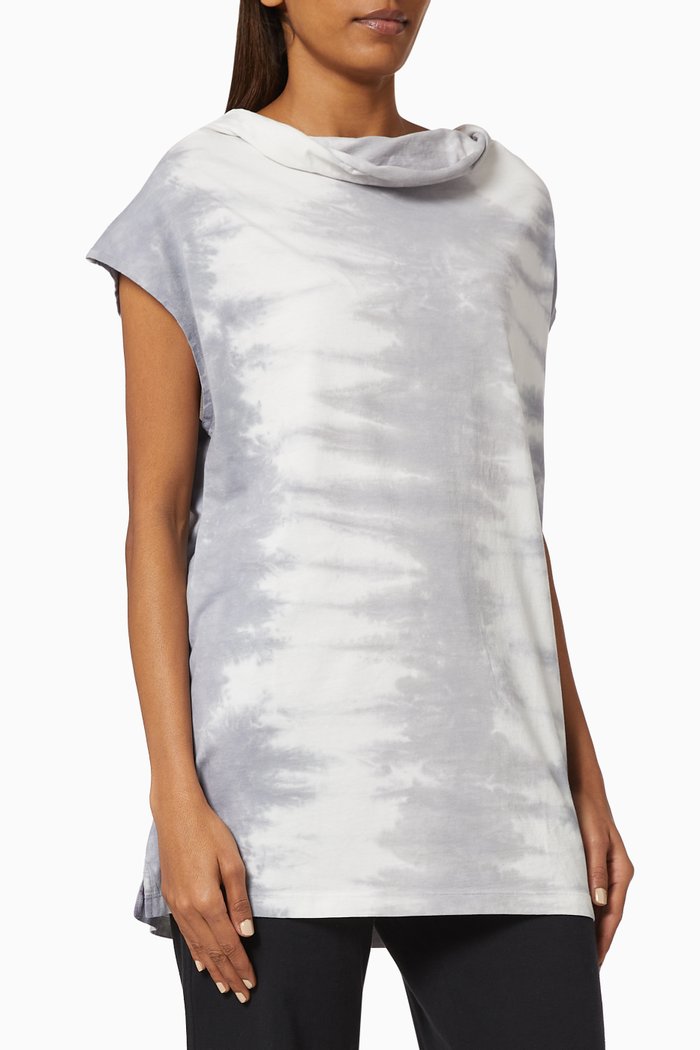 Drape Neck Top in Organic Cotton, Grey
