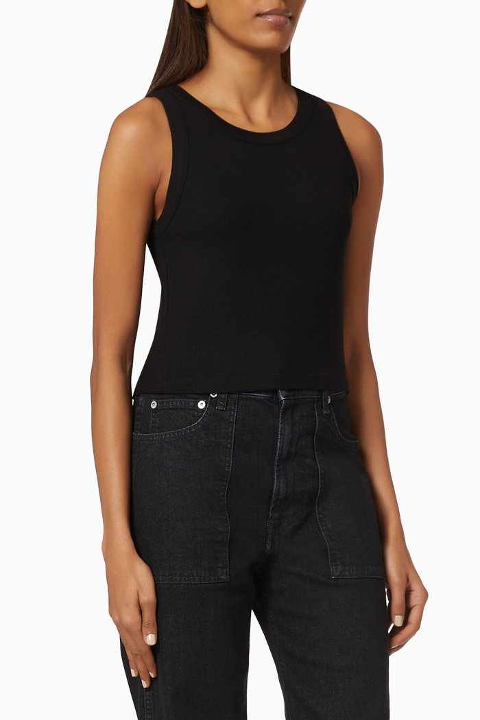 

Rib Tank Top in Tencel, Black
