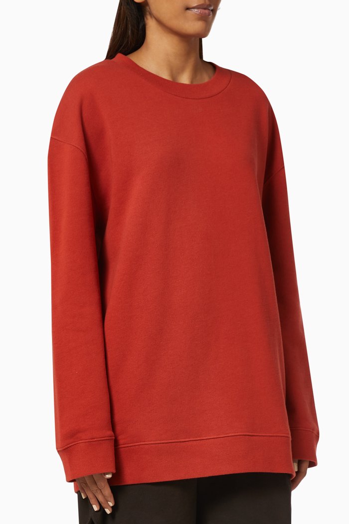 

Loopback Long Line Sweatshirt in Organic Cotton, Red