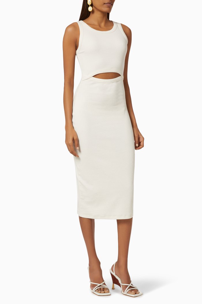 

Rib Cut Out Dress in Organic Cotton, Neutral