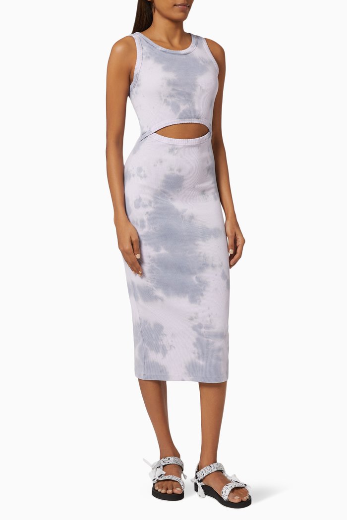 

Rib Cut Out Dress in Organic Cotton, Grey