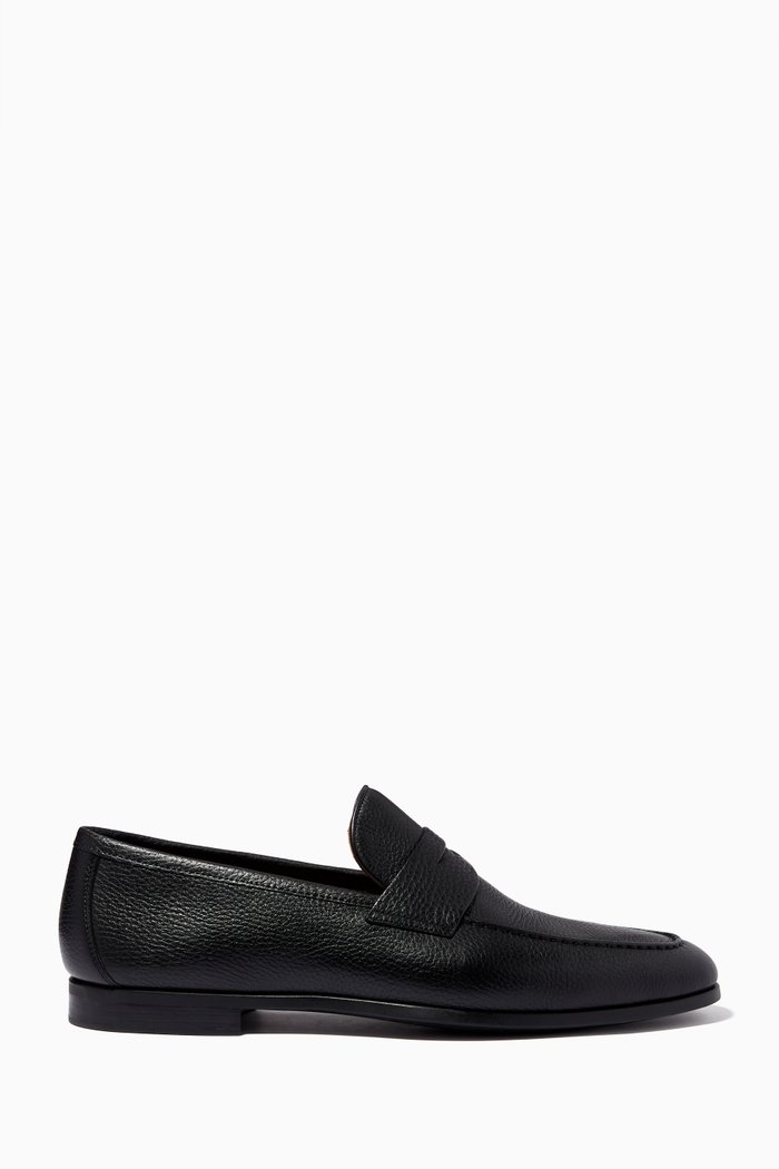 

Penny Loafers in Grained Leather, Black