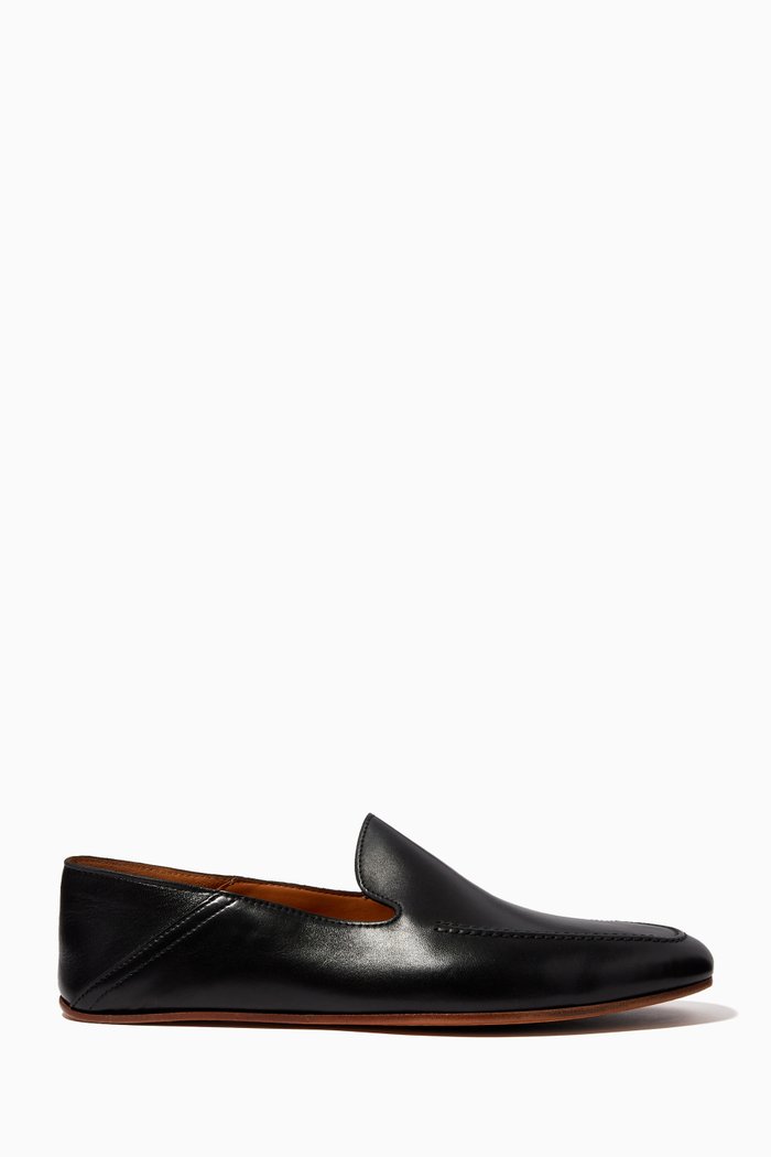 

Indoor Slippers in Grained Nappa Leather, Black