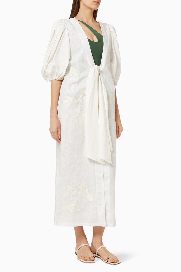 

Jalisco Caftan Cover-up in Linen, White