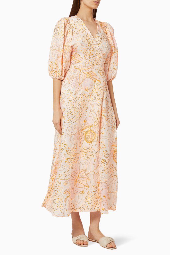 

Ermita Wrap Around Dress in Linen, Orange