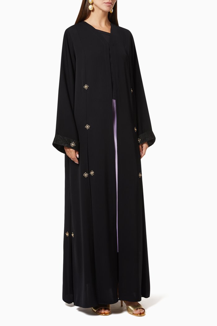 

Abaya with Broach Embroidery, Black