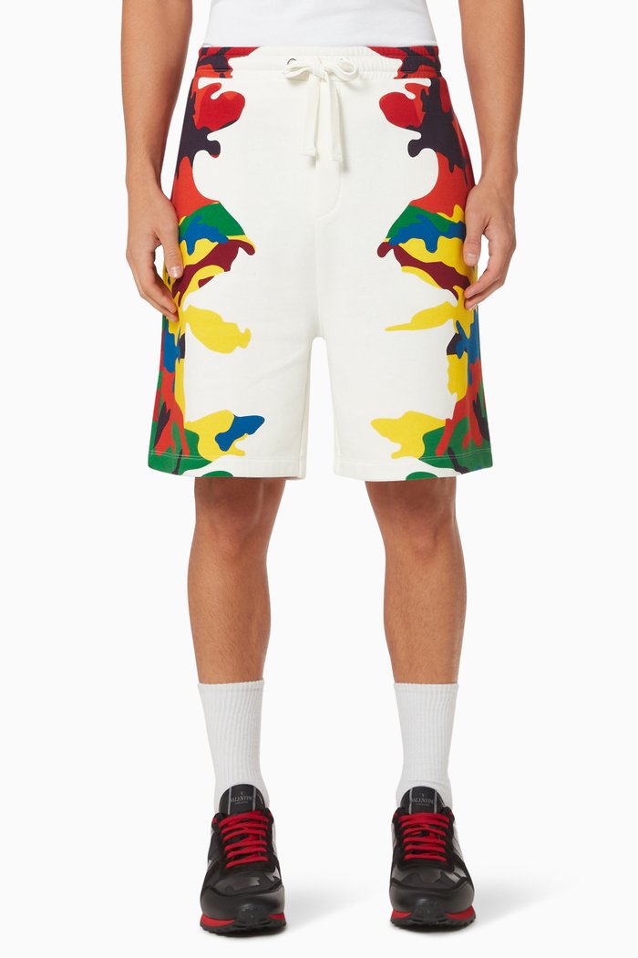 

CAMOU7 Print Bermuda Shorts in Cotton Jersey, Multicolour