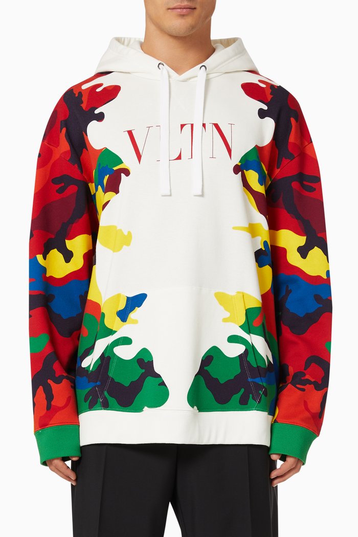 

VLTN Hooded Sweatshirt with CAMOU7 Print in Jersey, Multicolour