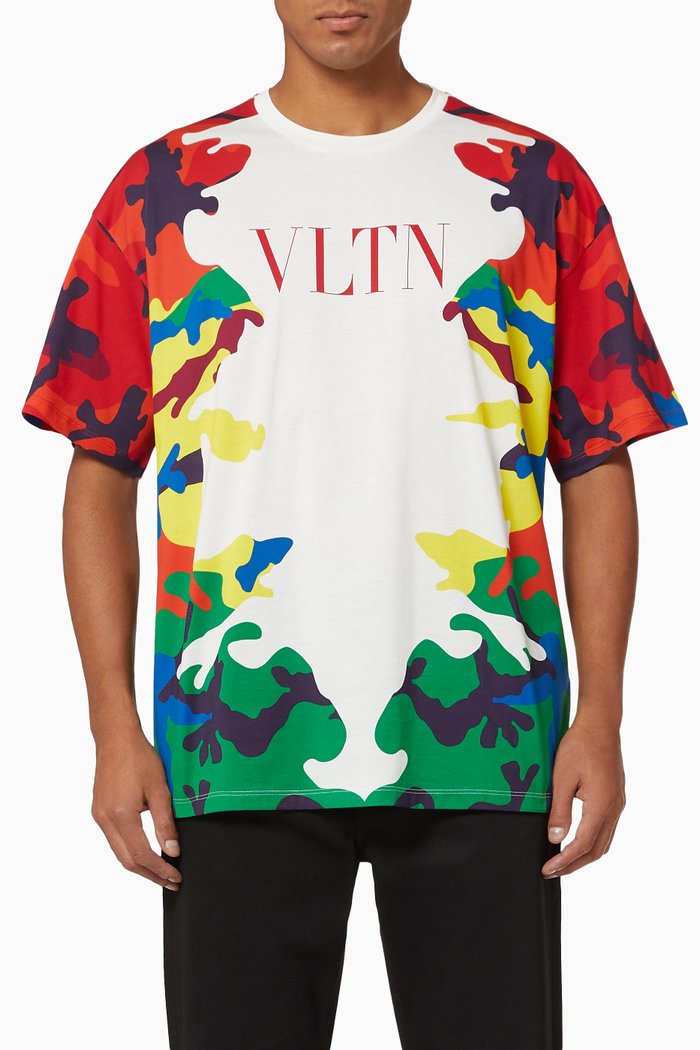 

VLTN T-shirt with CAMOU7 Print in Cotton, Multicolour