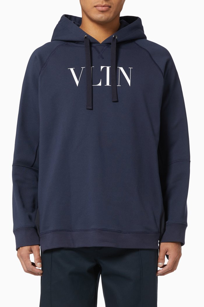 VLTN Hooded Sweatshirt in Jersey, Blue