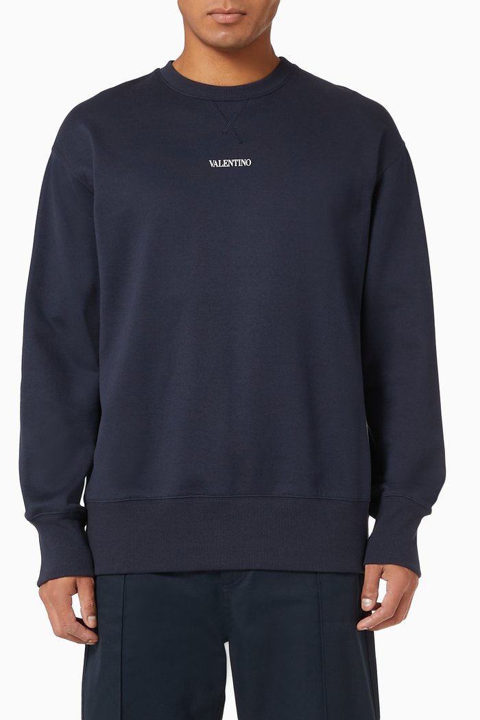 

Sweatshirt with Valentino Print in Cotton Jersey, Blue