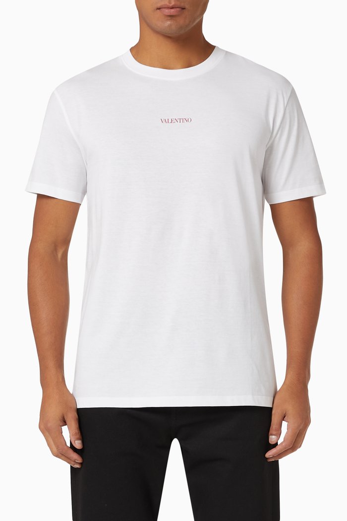 

T-shirt with Valentino Print in Cotton, White