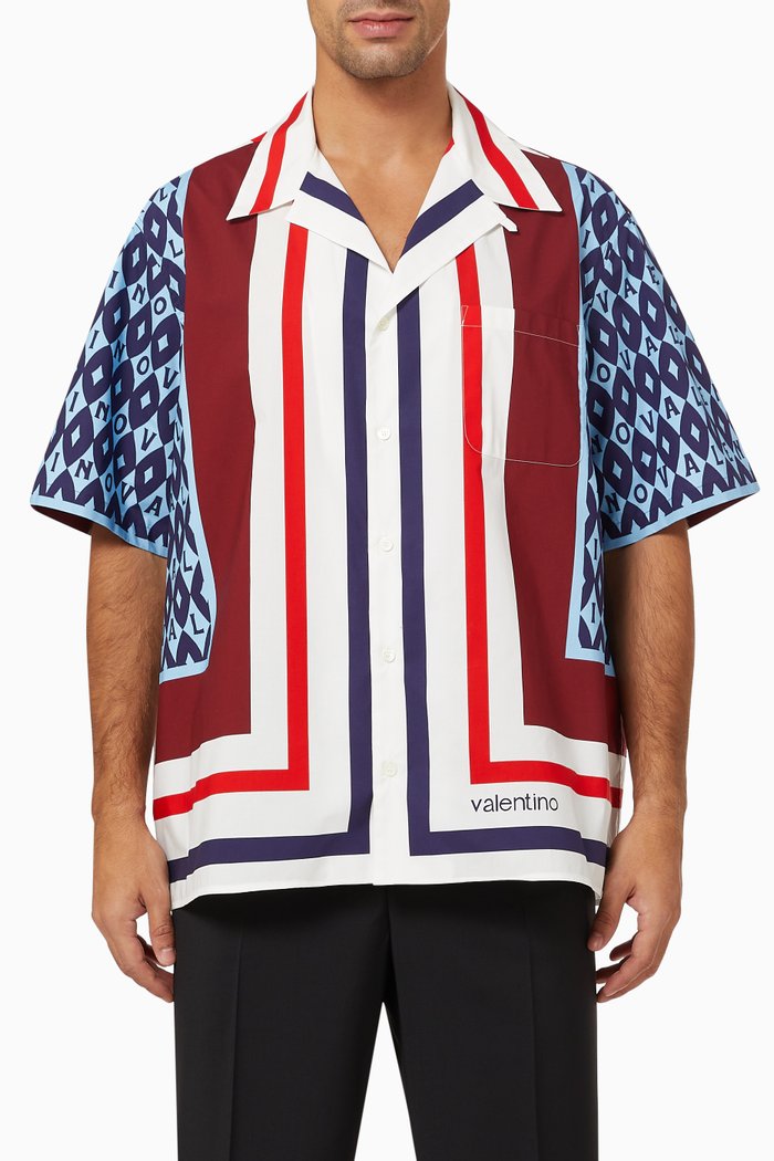

Foulard Archive Print Bowling Shirt in Silk, Multicolour