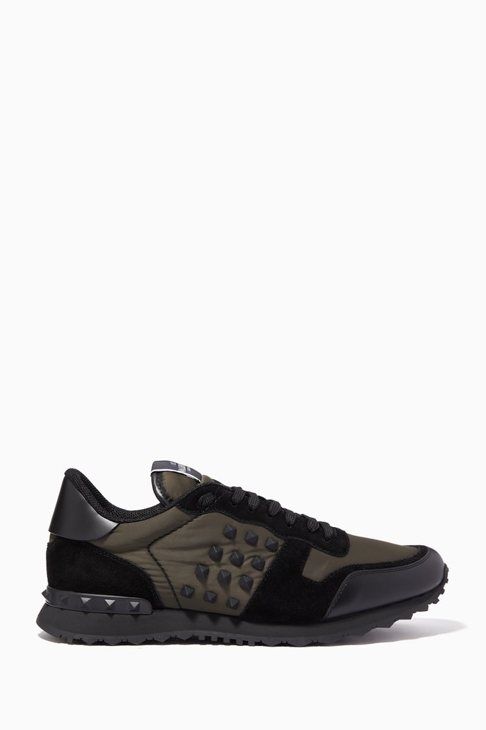 

Valentino Garavani Rockrunner Sneakers in Leather & Suede, Neutral