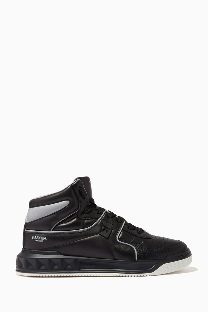 

Valentino Garavani Roman Stud High-top Sneakers in Leather, Black