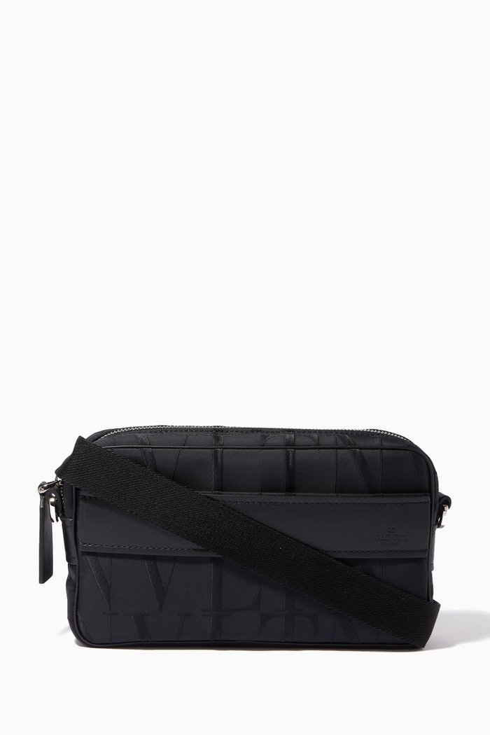 

Valentino Garavani VLTN TIMES Crossbody Bag in Nylon Jacquard, Black