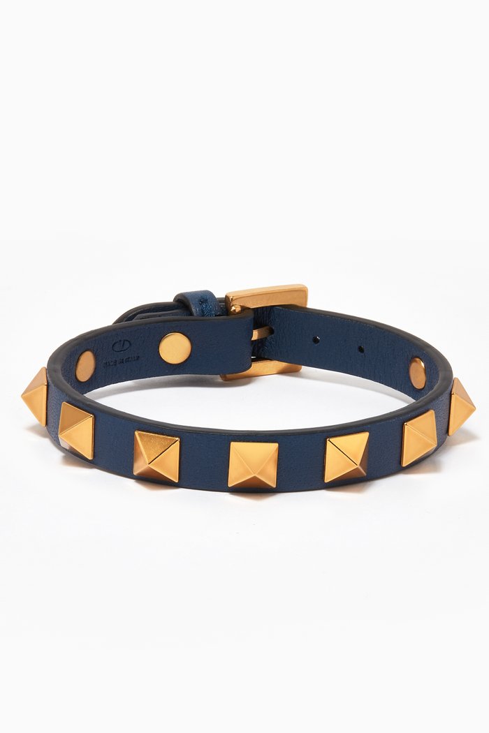 

Valentino Garavani Rockstud Bracelet in Calfskin, Blue