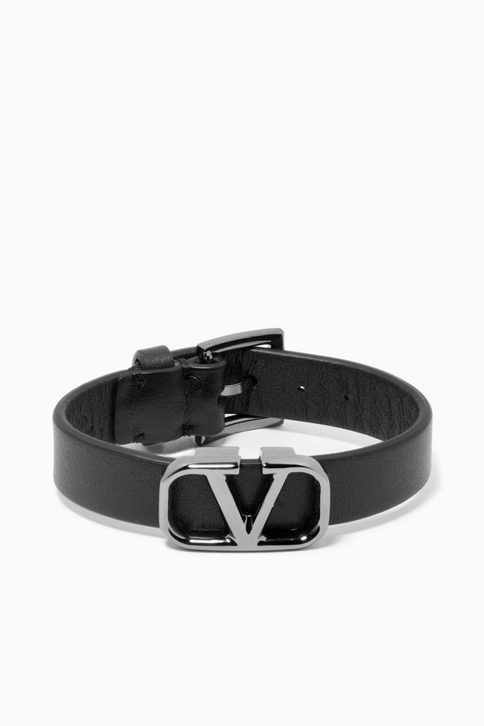 

VLOGO Signature Bracelet in Leather, Black