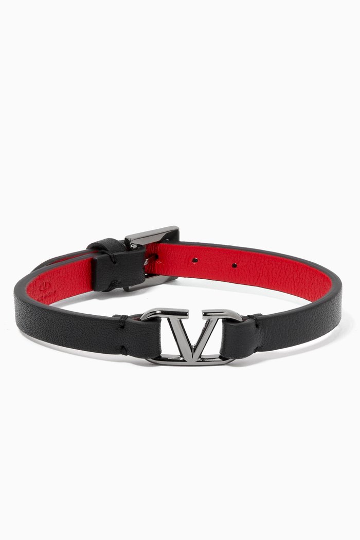 

Valentino Garavani VLOGO Bracelet in Leather, Black