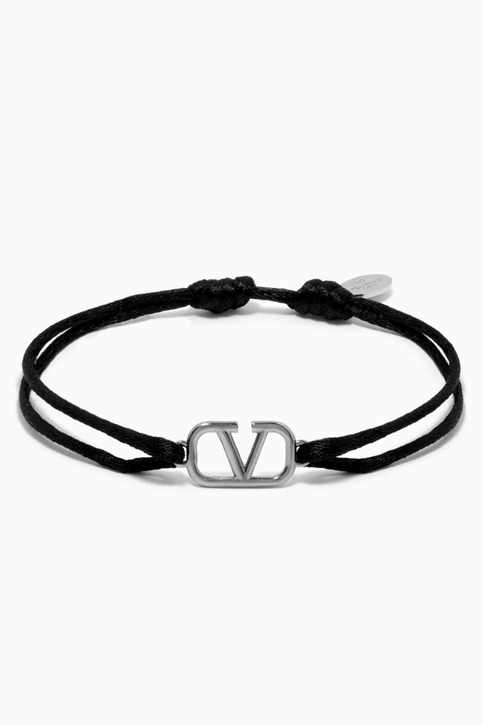 

Valentino Garavani VLOGO Bracelet in Cotton, Black