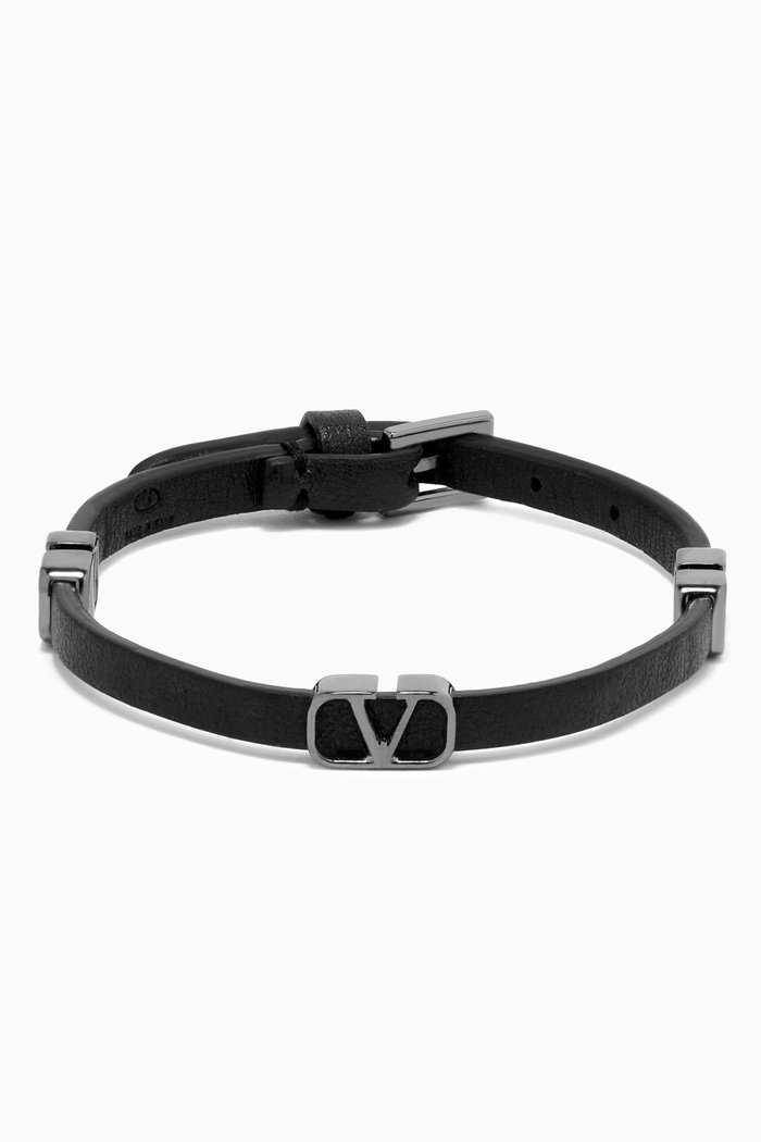 

Valentino Garavani VLOGO Bracelet in Leather, Black