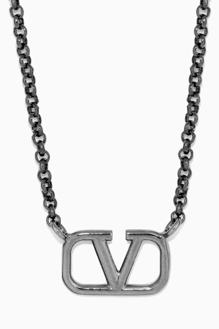 

Valentino Garavani VLOGO Necklace in Metal, Black