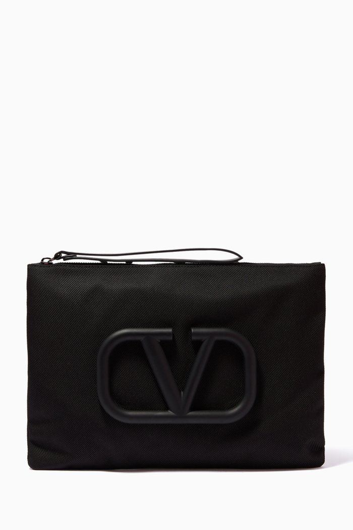 

Valentino Garavani VLOGO Pouch in Nylon, Black