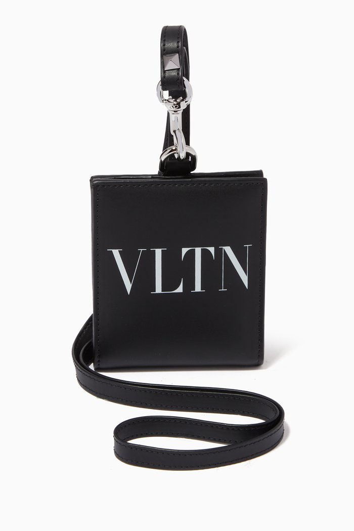 

Valentino Garavani VLTN Neck Wallet in Leather, Black