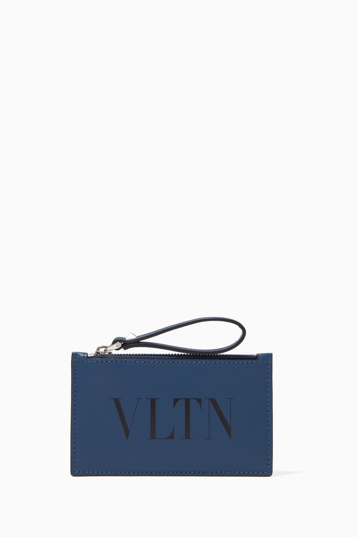 

Valentino Garavani VLTN Cardholder in Calfskin, Blue