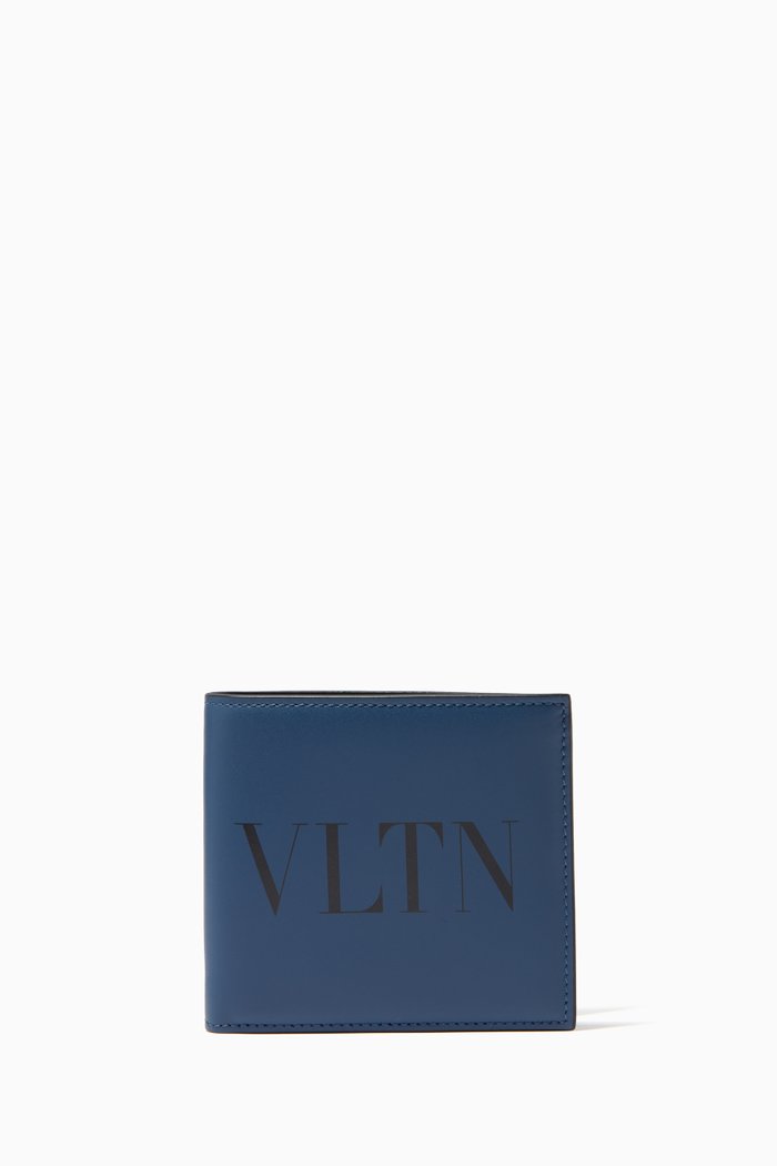 Valentino Garavani VLTN Wallet in Leather, Blue