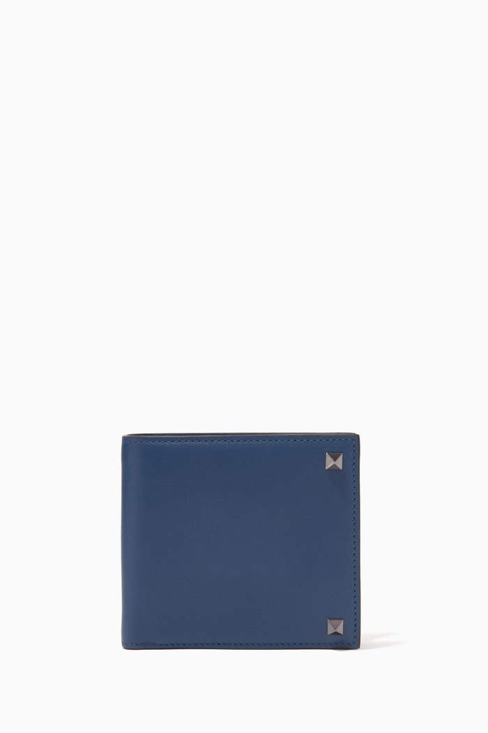

Valentino Garavani Rockstud Wallet in Leather, Blue