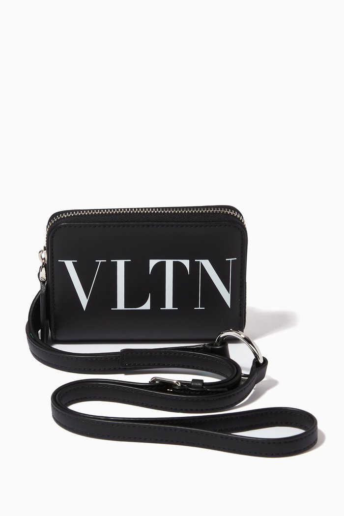

Valentino Garavani VLTN Wallet with Neck Strap in Calfskin, Black