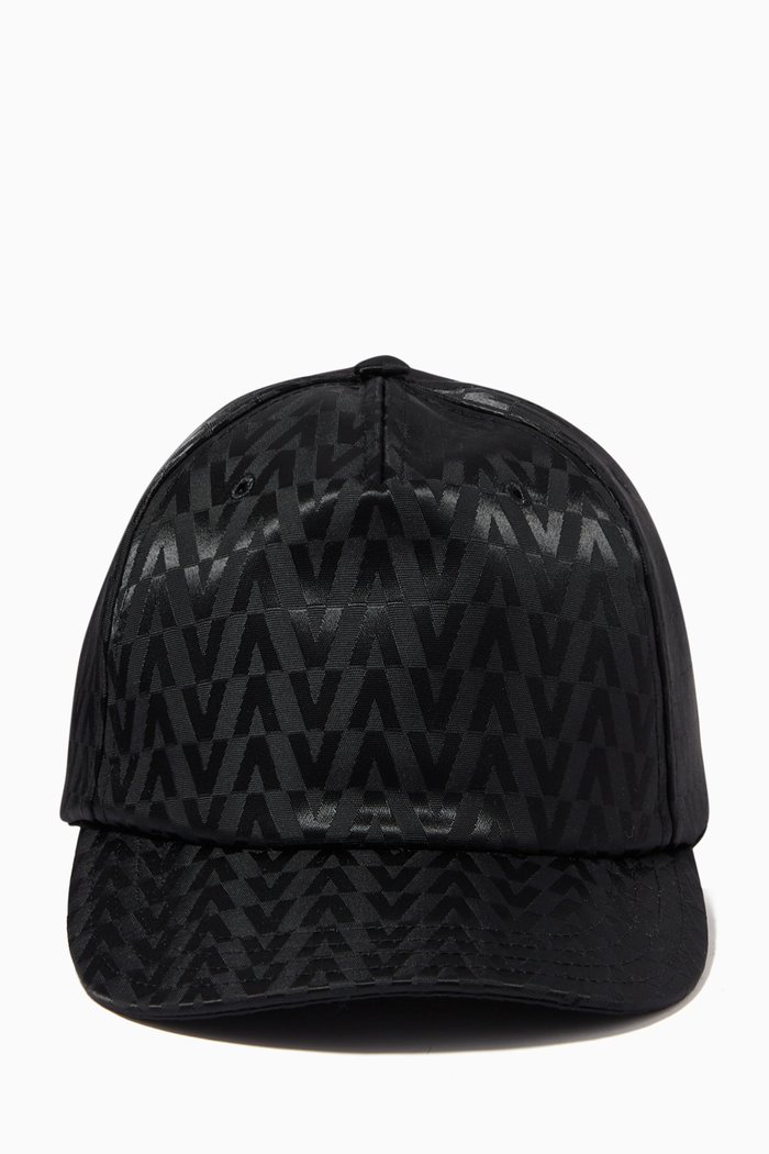 

Valentino Garavani Optical V Cap in Nylon Jacquard, Black