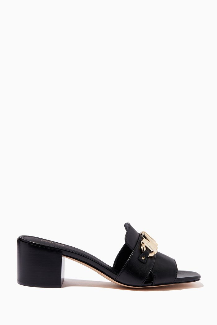 

Izzy Logo Mules in Leather, Black