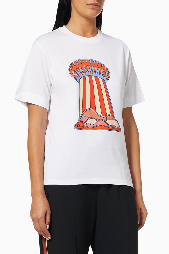 

"She Shines" T-shirt in Organic Cotton Jersey, White