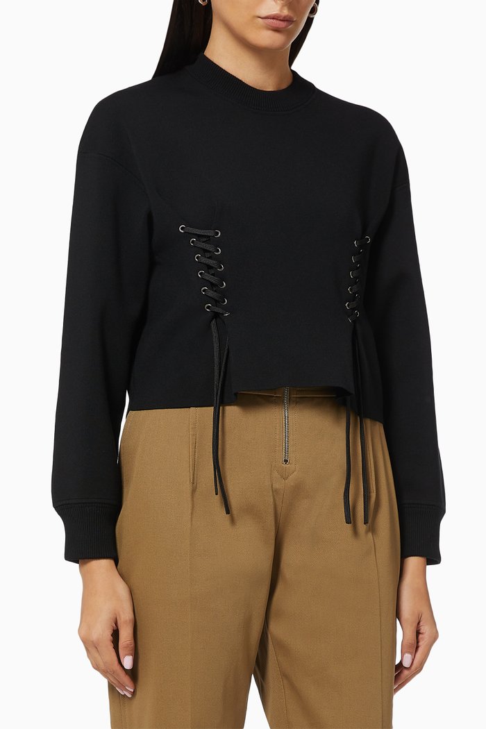 

Eyelet Blouse in Silk Knit, Black