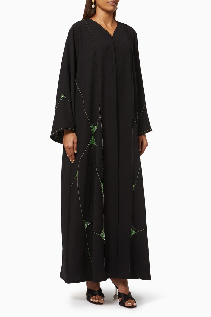 

Abaya with Beaded Embroidery, Black